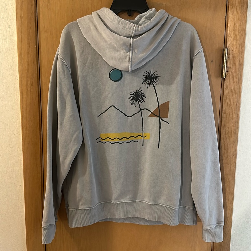 Katin Men’s Palm Tree Beach Hoodie Hooded Sweatshirt Gray Size Medium